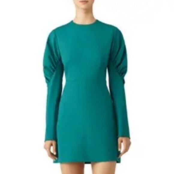 Tibi Midori Florence Green Mini Dress Puff long sleeve Size 6 - Picture 1 of 12